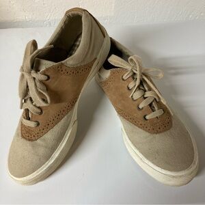 Timberland Tan and Cream Women's Sneakers 8.5 Leather & Hookset Canvas Saddle
